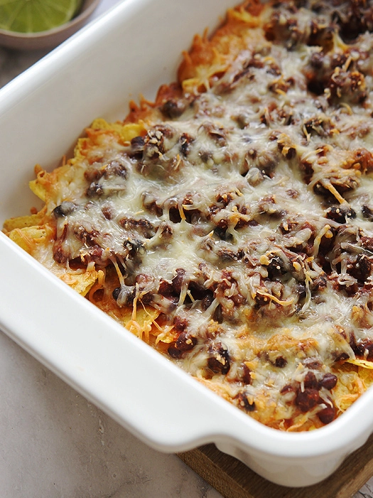 Überbackene Nachos (vegetarisch)